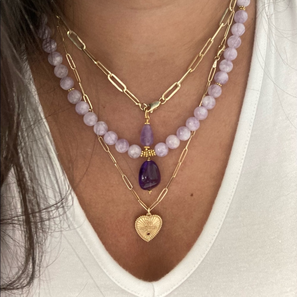 14k gold paper clip necklace
